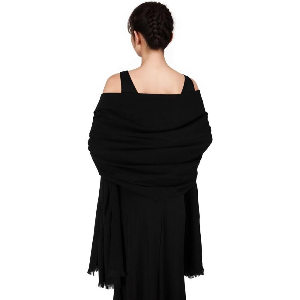 🆕 Women Black Wedding Evening Dress Pashmina Shawl Winter Foulard Femme Wraps